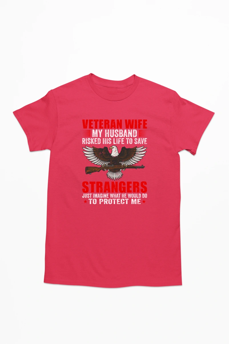 Veteran Wife My Husband Risked His Life to Save Strangers Men's Tshirt (Red, S)