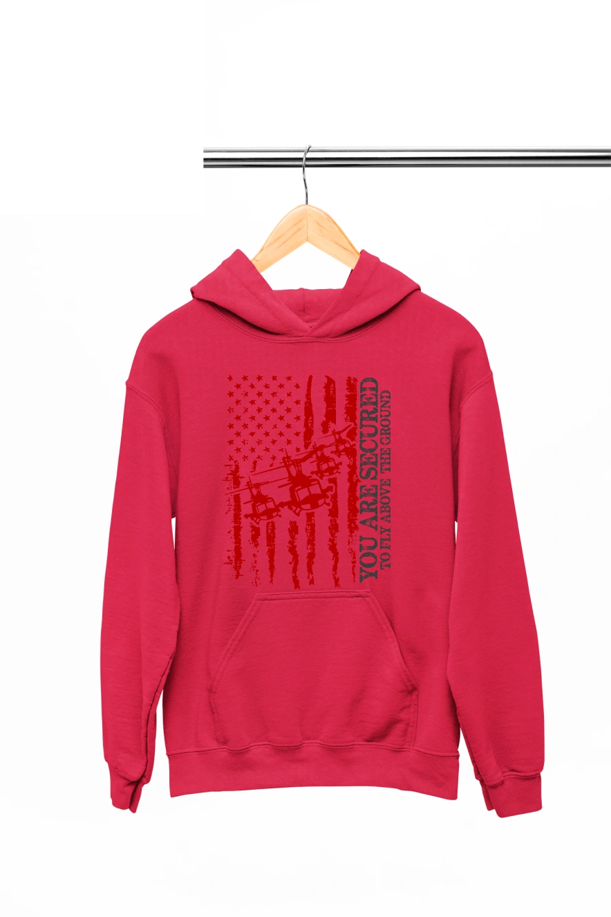 You Are Secured To Fly Above the Ground Hoodie (Red, S)