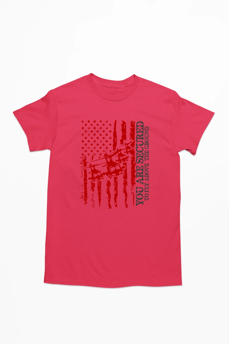 You Are Secured To Fly Above the Ground Men's Tshirt (Red, S)