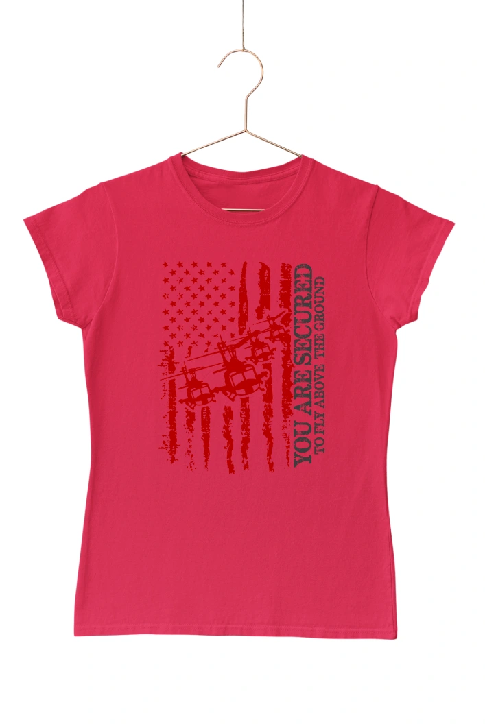 You Are Secured To Fly Above the Ground Women's Tshirt (Red, S)