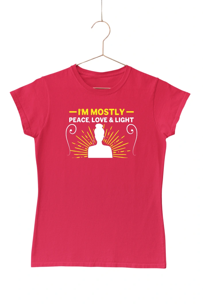 I;m Mostly Peace Love and Light Women's Tshirt (Red, S)