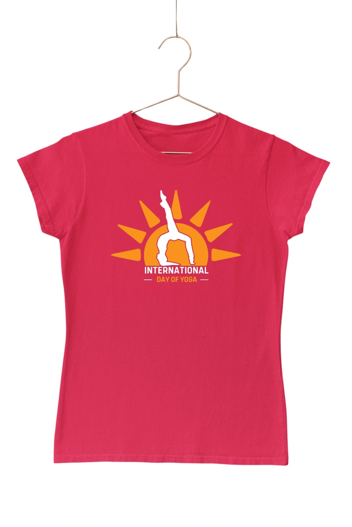 International Day of Yoga Women's Tshirt (Red, S)
