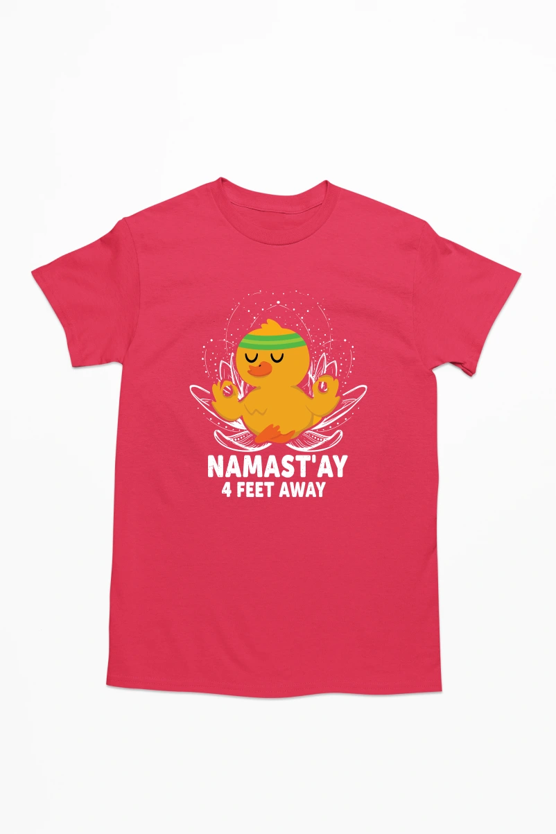 Namast'ay 4 Feet Away Men's Tshirt (Red, S)