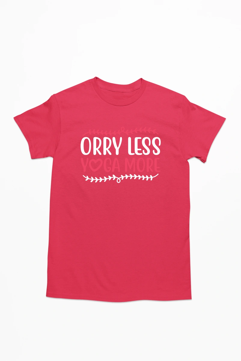 Orry Less Yoga More Men's Tshirt (Red, S)