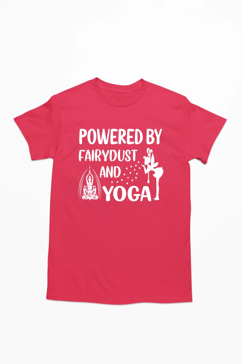 Powered By Fairydust and Yoga Men's Tshirt (Red, S)
