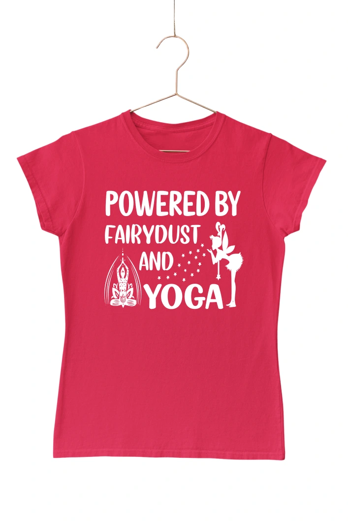 Powered By Fairydust and Yoga Women's Tshirt (Red, S)