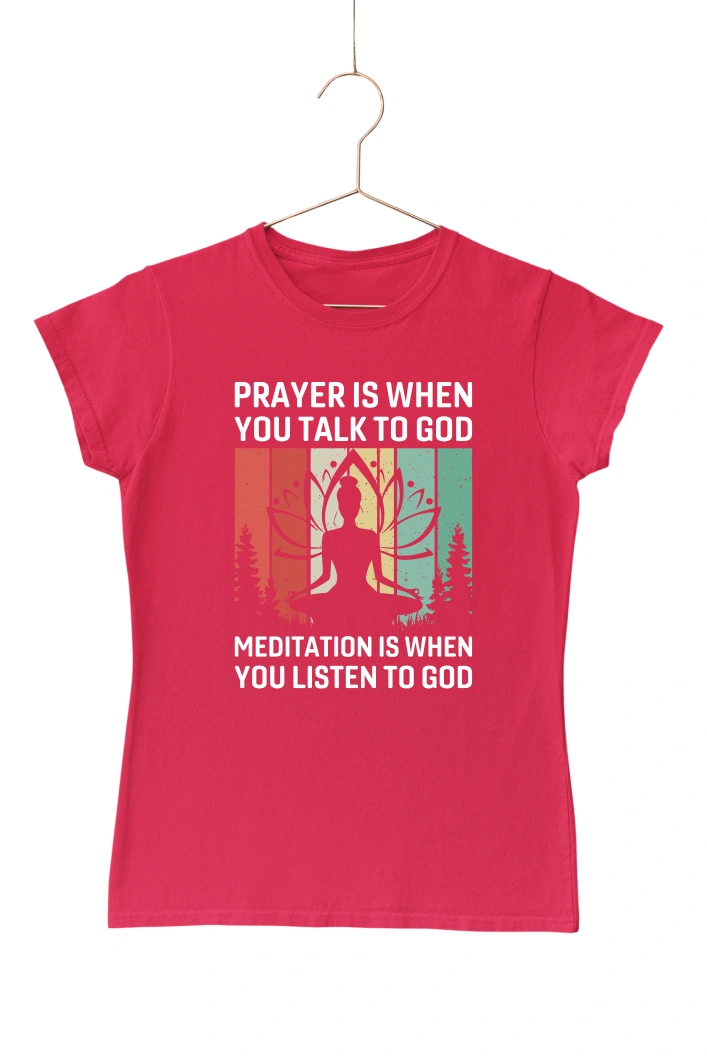 Prayer is When You Talk to God Women's Tshirt (Red, S)