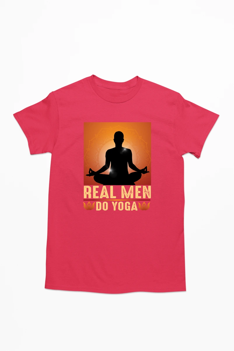 Real Men Do Yoga Men's Tshirt (Red, S)