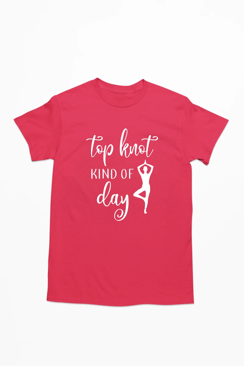 Top Knot Kind of Day Men's Tshirt (Red, S)