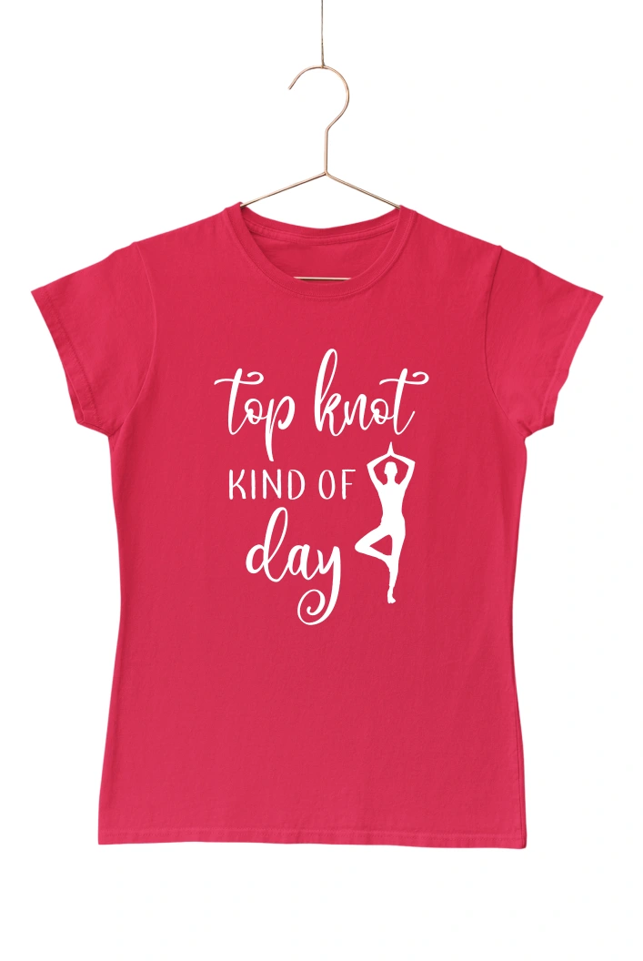 Top Knot Kind of Day Women's Tshirt (Red, S)