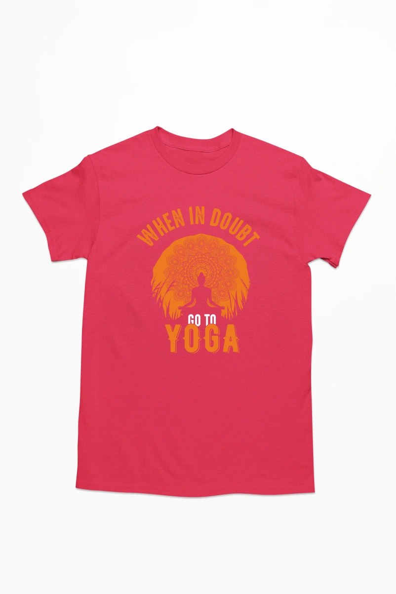 When in Doubt Go to Yoga Men's Tshirt (Red, S)