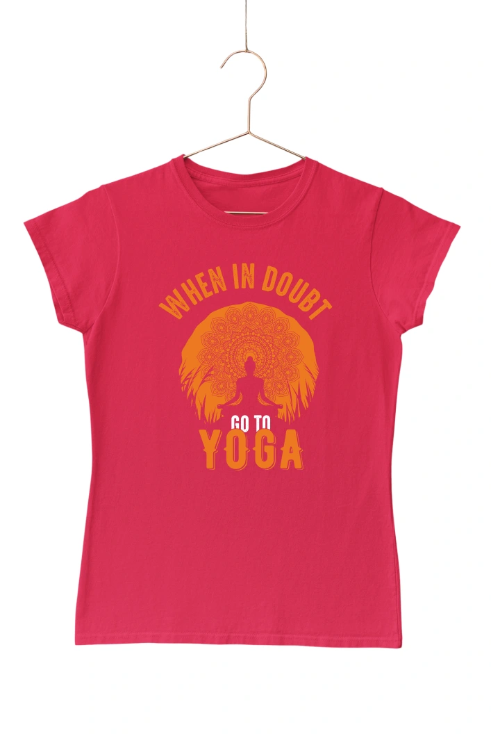 When in Doubt Go to Yoga Women's Tshirt (Red, S)