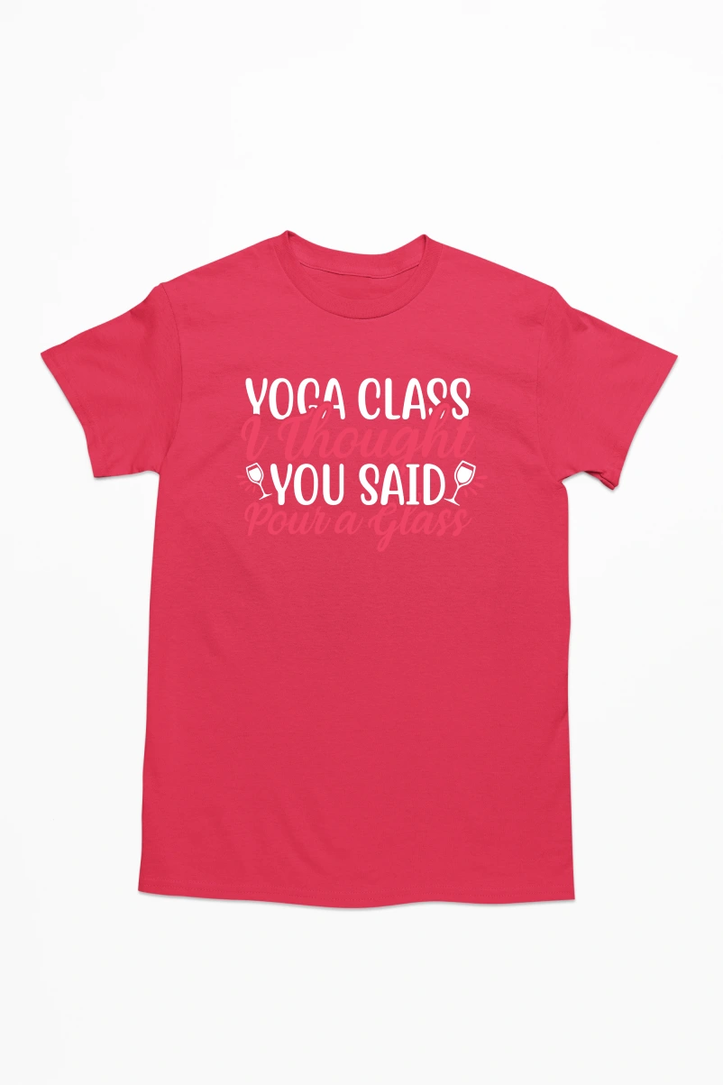 Yoga Class I Thought You Said Pour a Glass Men's Tshirt (Red, S)