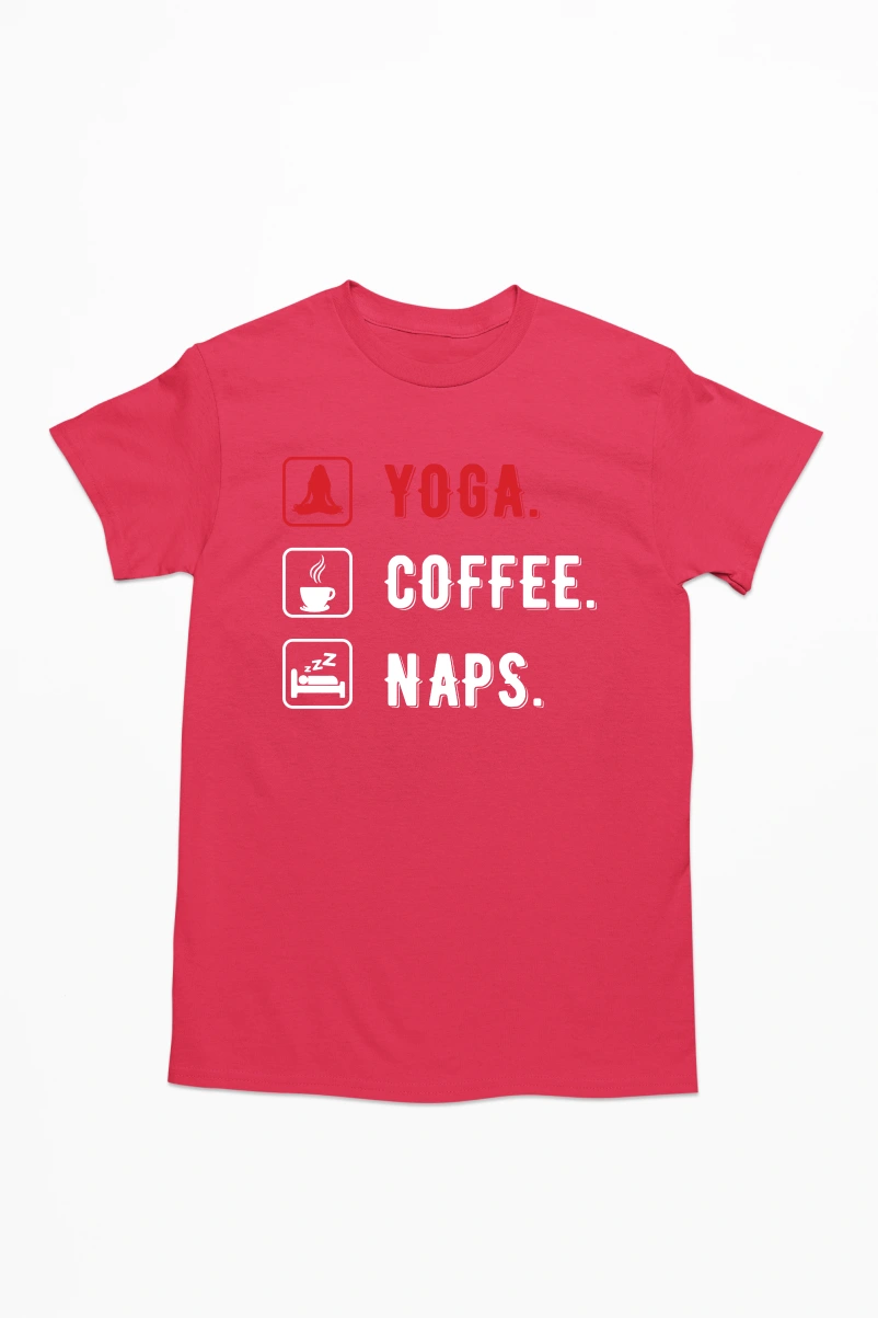 Yoga Coffee Naps Men's Tshirt (Red, S)