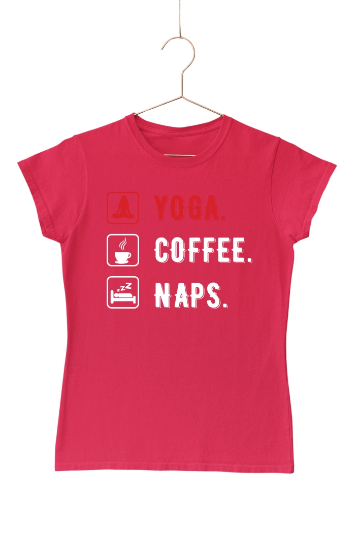 Yoga Coffee Naps Women's Tshirt (Red, S)