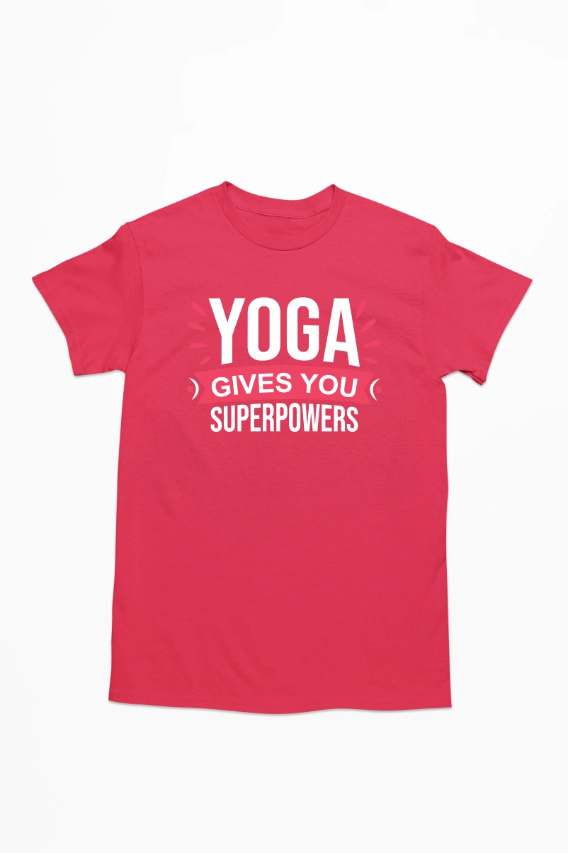 Yoga Gives You Superpowers Men's Tshirt (Red, S)