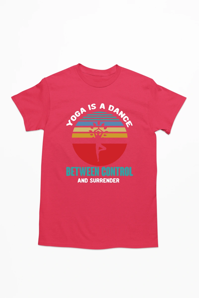 Yoga is a Dance Between Control and Surrender Men's Tshirt (Red, S)