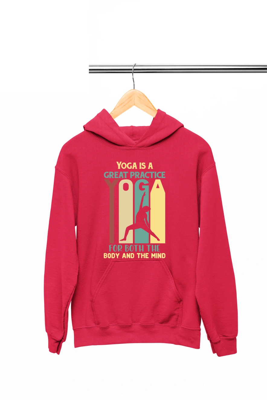 Yoga is a Great Practice for Both the Body and the Mind Ver.2 Hoodie (Red, S)