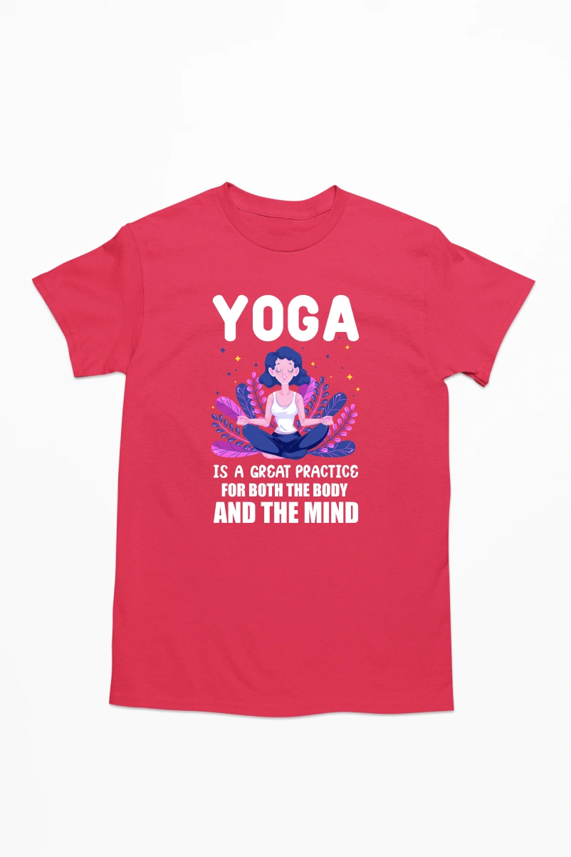 Yoga is a Great Practice for Both the Body and the Mind Men's Tshirt (Red, S)