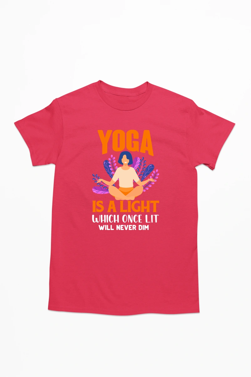 Yoga is a Light Which Once Lit Will Never Dim Men's Tshirt (Red, S)