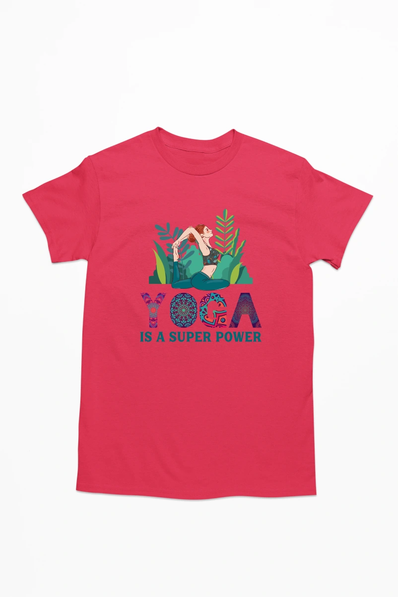 Yoga is a Super Power Men's Tshirt (Red, S)