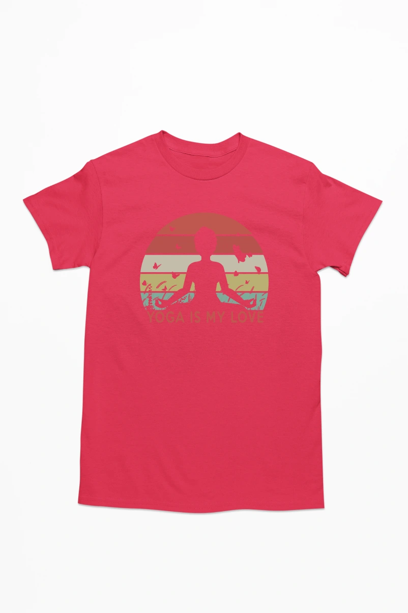 Yoga is my Love Men's Tshirt (Red, S)