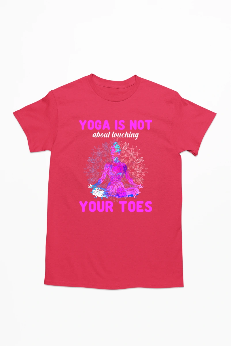Yoga is Not About Touching Your Toes Men's Tshirt (Red, S)