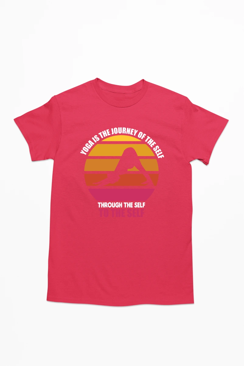Yoga is the Journey of the self through the self to the self Men's Tshirt (Red, S)