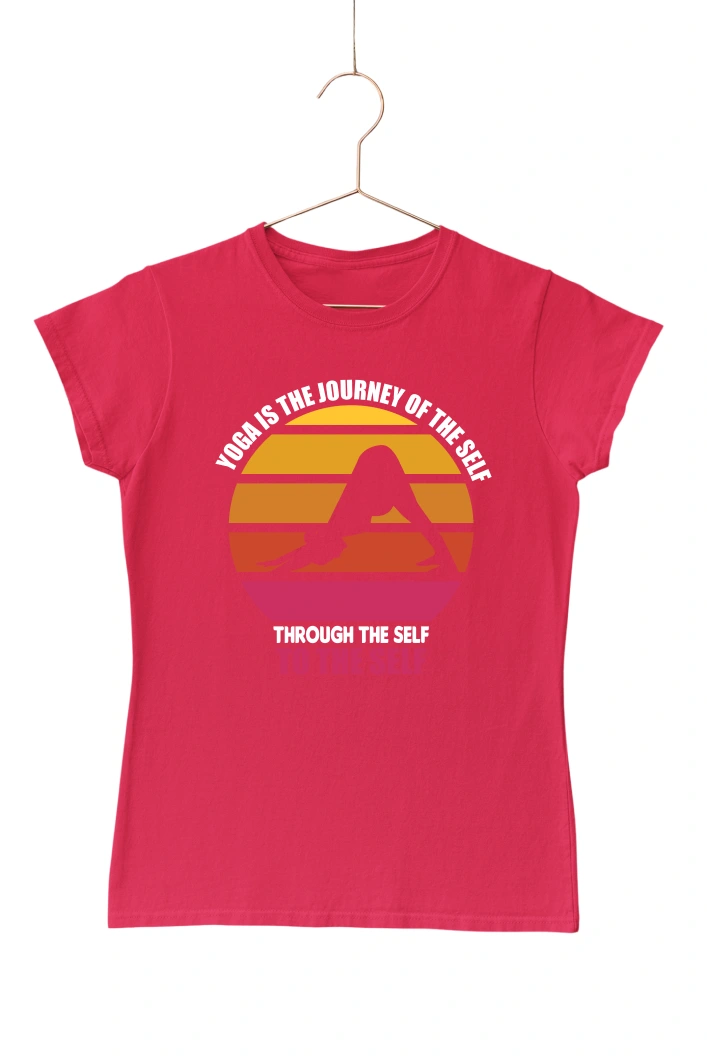 Yoga is the Journey of the self through the self to the self Women's Tshirt (Red, S)