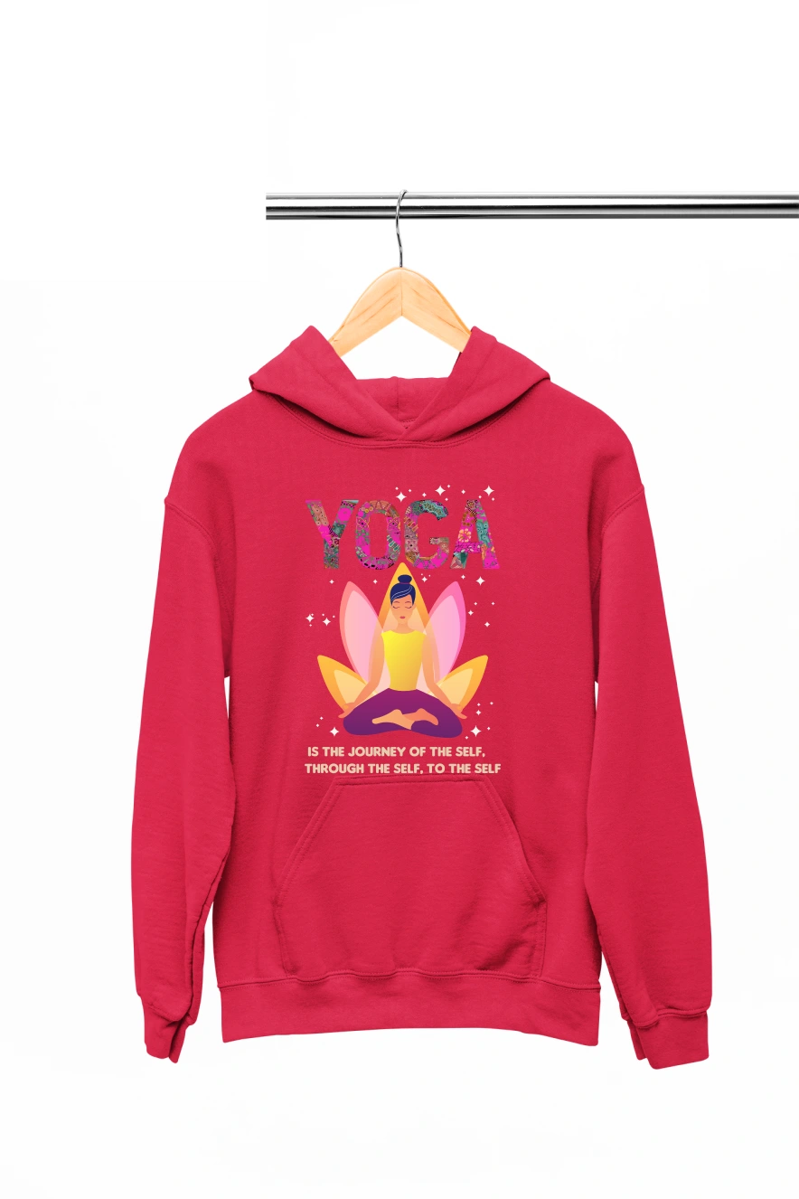 Yoga is the Journey of the Self Hoodie (Red, S)