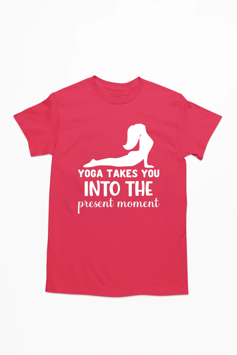 Yoga Takes You Into the Present Moment Men's Tshirt (Red, S)