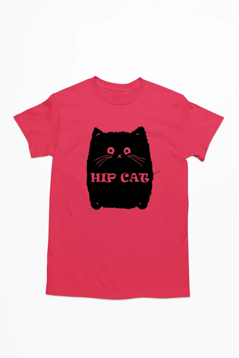 Hip Cat Men's Tshirt (Red, S)
