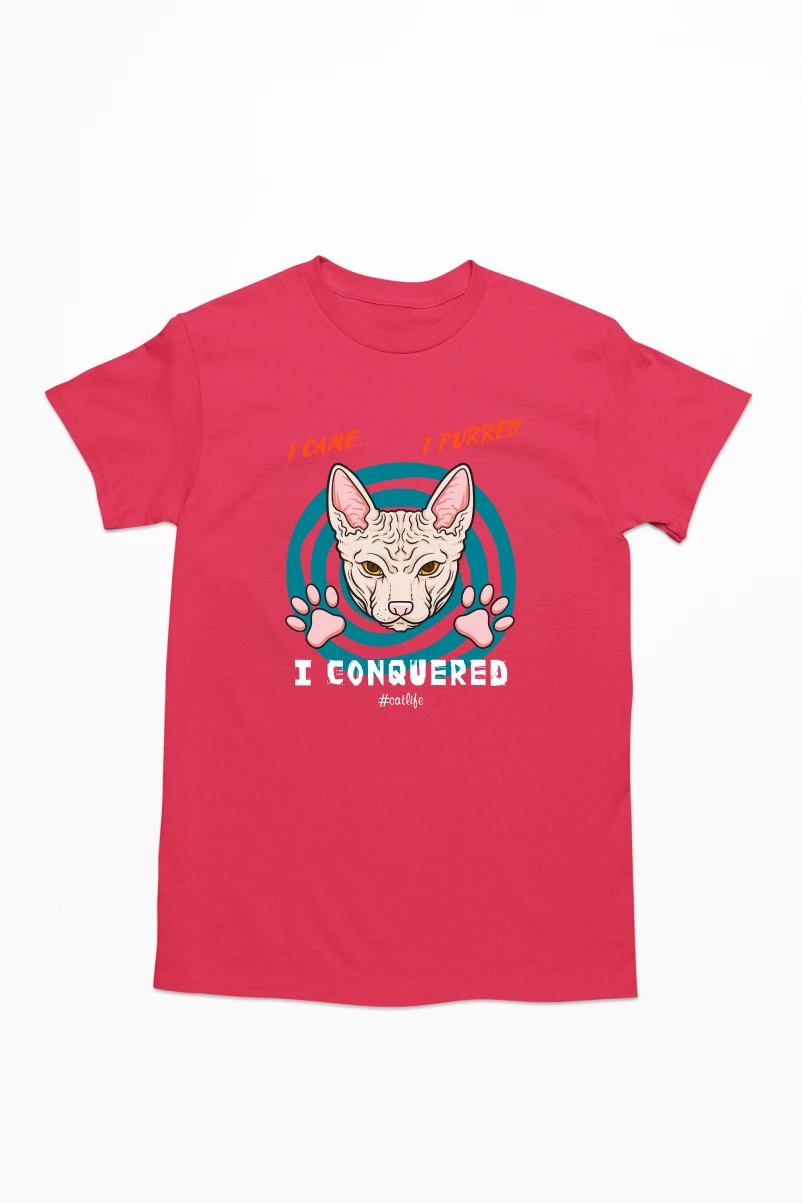 I Came I Purred I Conquered Men's Tshirt (Red, S)