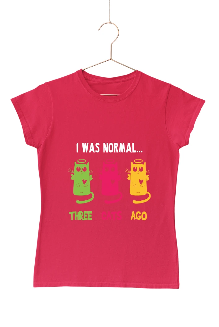 I Was Normal Three Cats Ago Women's Tshirt (Red, S)