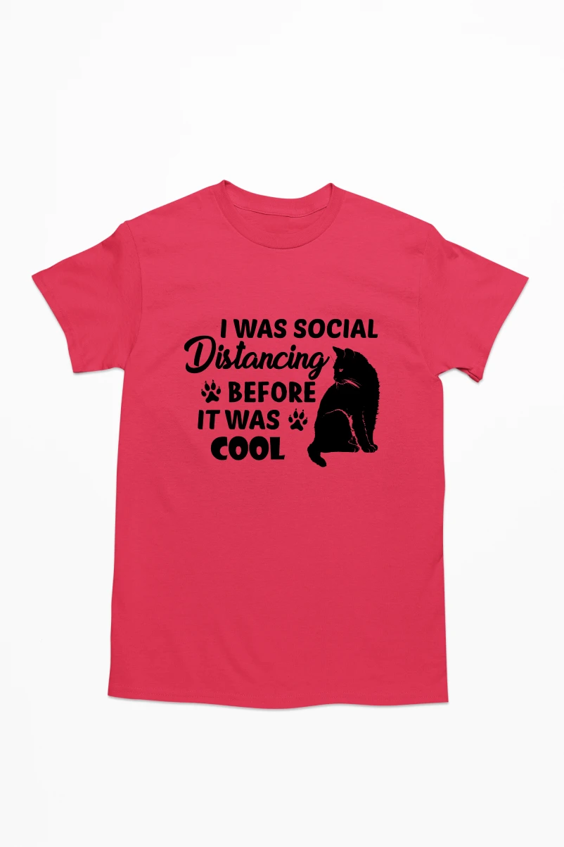 I Was Social Distancing Before It Was Cool Men's Tshirt (Red, S)