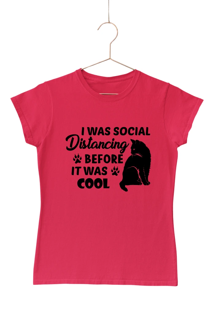 I Was Social Distancing Before It Was Cool Women's Tshirt (Red, S)