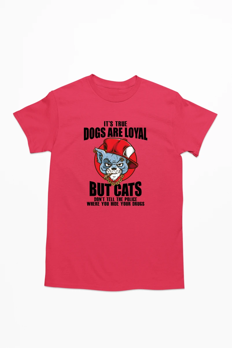 It's True Dogs Are Loyal But Cats Men's Tshirt (Red, S)