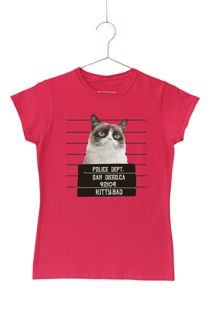 Kitty Bad Women's Tshirt (Red, S)
