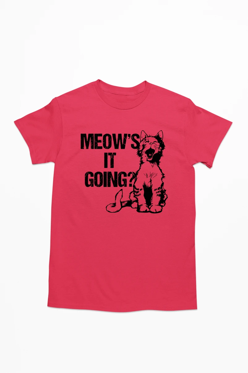 Meow's It Going Men's Tshirt (Red, S)