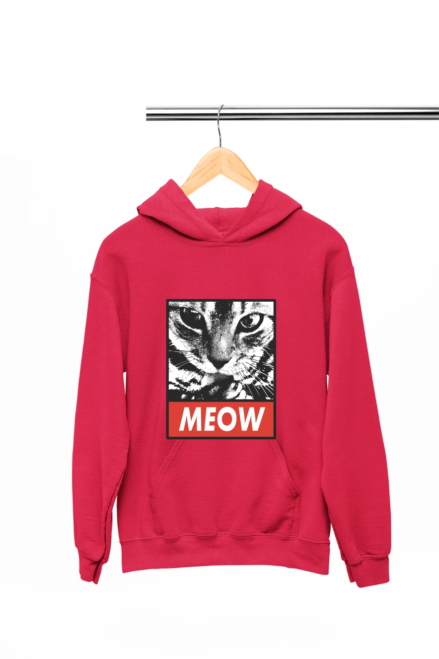 Meow Hoodie (Red, S)