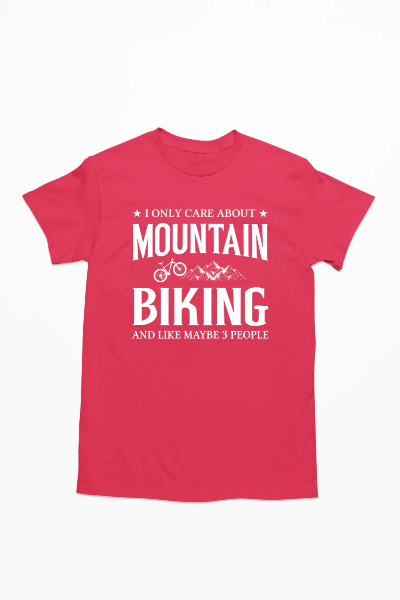 I Only Care About Mountain Biking Men's Tshirt (Red, S)