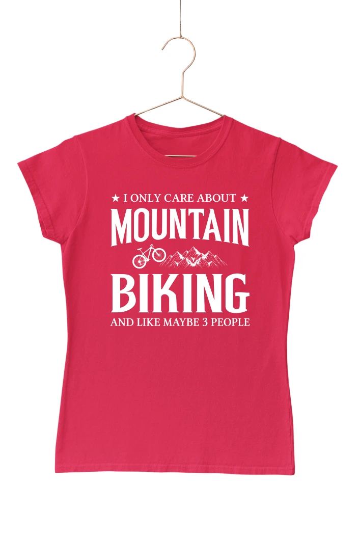 I Only Care About Mountain Biking Women's Tshirt (Red, S)