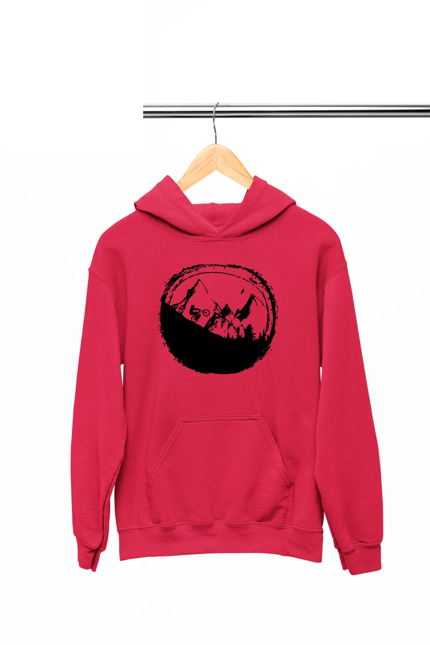 Mountain Biking Art Hoodie (Red, S)