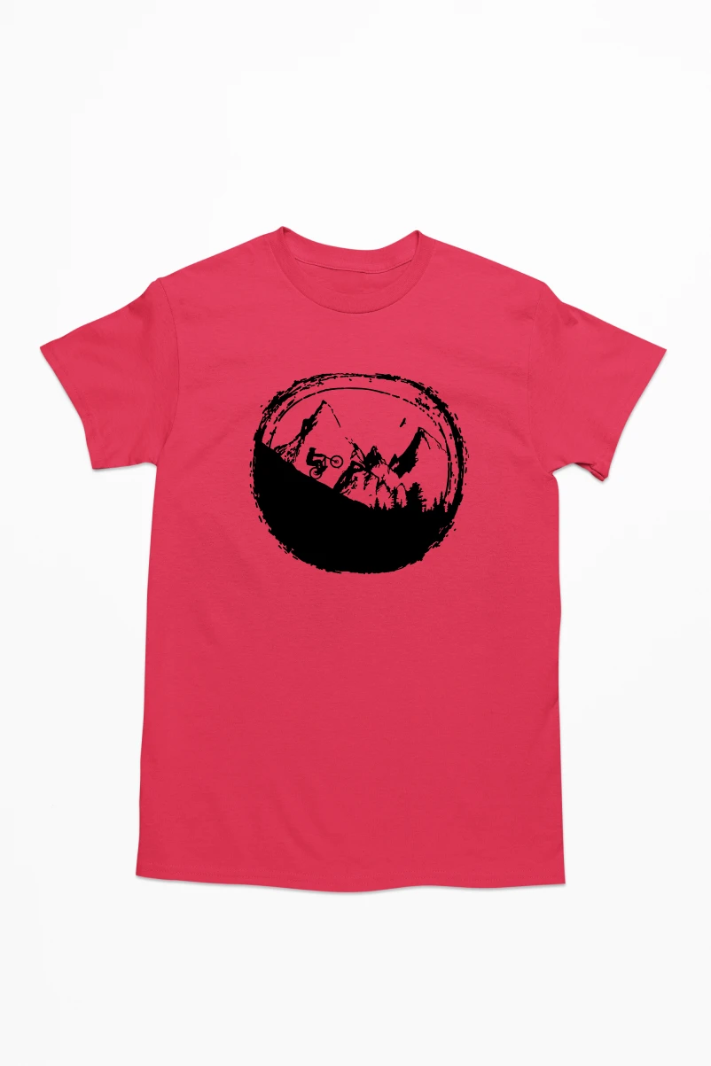 Mountain Biking Art Men's Tshirt (Red, S)