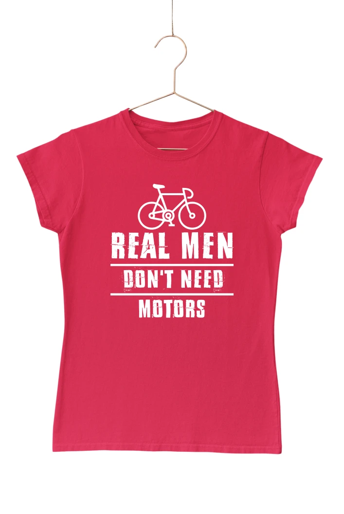 Real Men Don't Need Motors Women's Tshirt (Red, S)