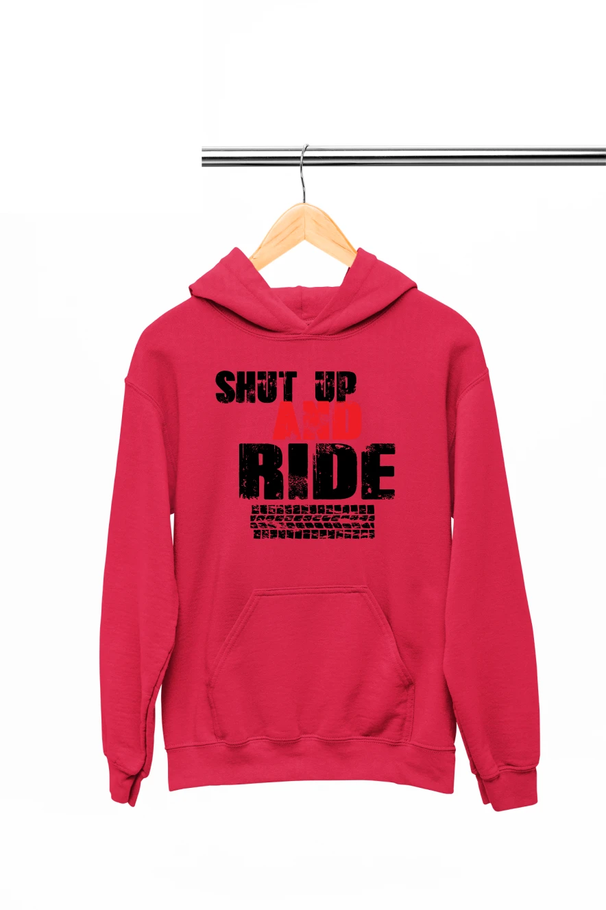 Shut Up and Ride Hoodie (Red, S)