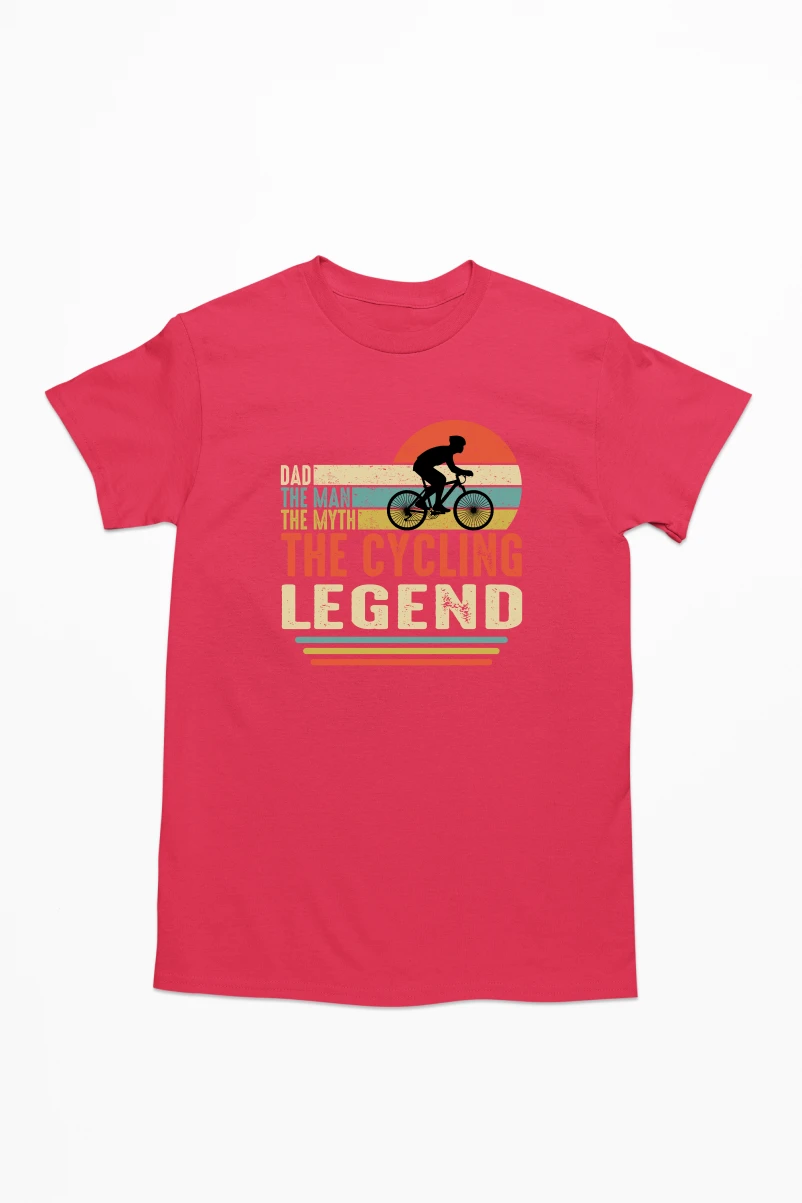 The Man The Myth The Cycling Legend Men's Tshirt (Red, S)