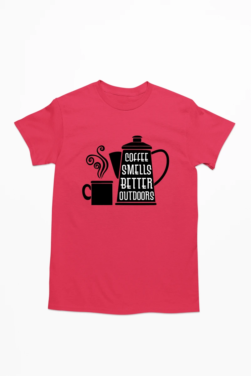 Coffee Smells Better Outdoors Men's Tshirt