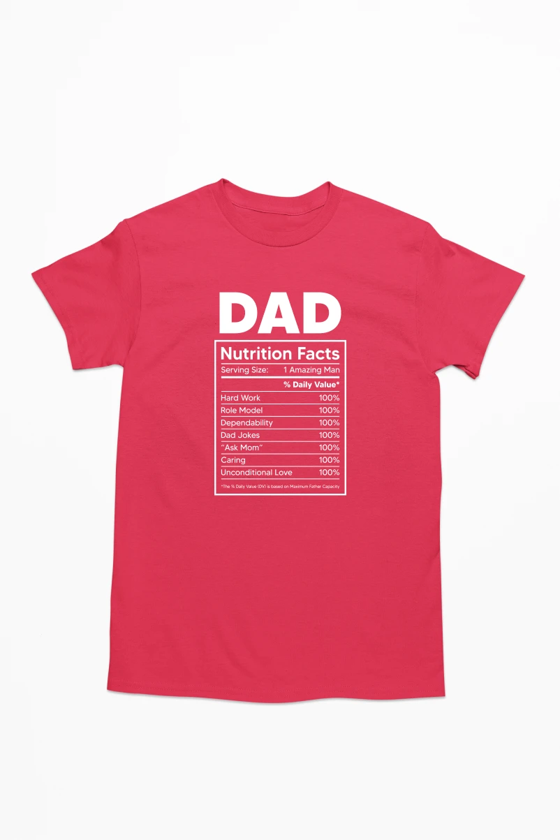 Dad Nutrition Facts Men's Tshirt (Red, S)