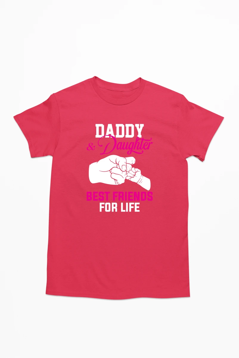 Daddy and Daughter Best Friends For Life Men's Tshirt (Red, S)